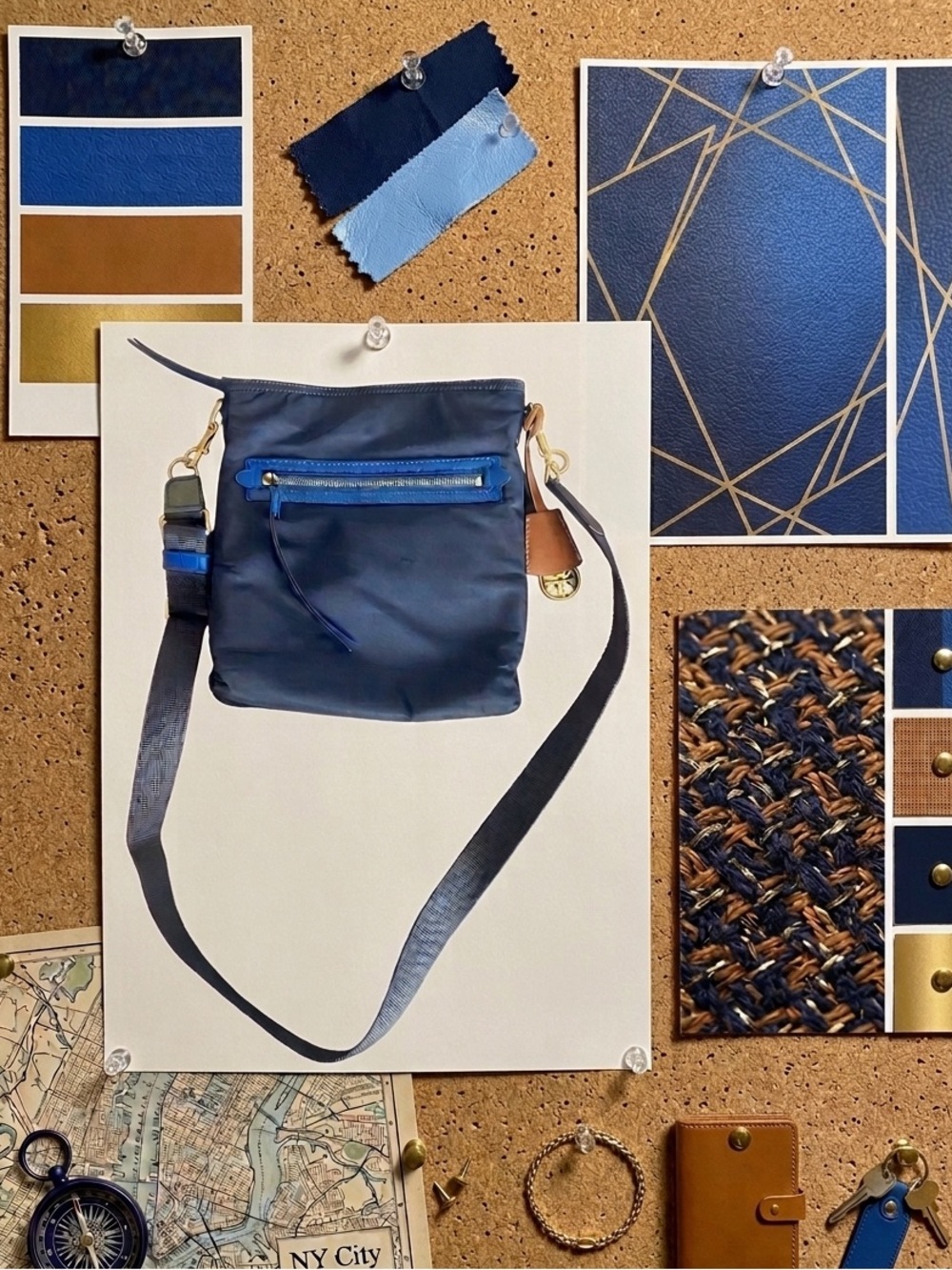 Tory Burch Navy Nylon Crossbody Bag with Cobalt Blue Trim